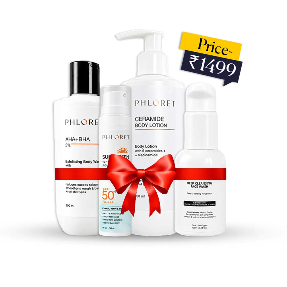 Phloret | Complete Skincare Combo – Body Wash, Body Lotion, Face Wash & Sunscreen