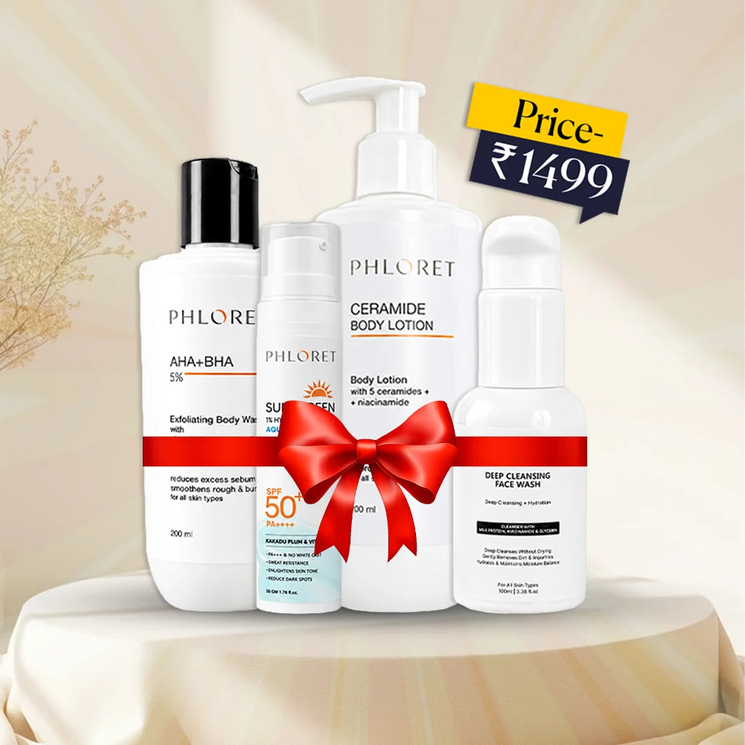Phloret | Complete Skincare Combo – Body Wash, Body Lotion, Face Wash & Sunscreen